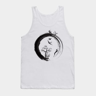 Enso Zen Circle Japanese Symbol Life Nature Tree Wildlife Tank Top